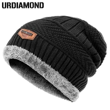 URDIAMOND, модная мужская вязанная шапка унисекс, вязаные шапки из хлопка, теплая Осенняя шапка, Регулируемые мягкие вязанные шапочки