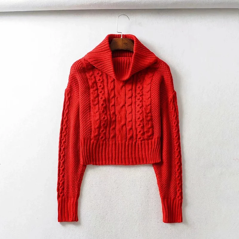 TWOTWINSTYLE минималистичный корейский вязаный женский свитер Slash шеи длинный рукав негабаритный женский свитер Осенняя мода новинка - Цвет: Red