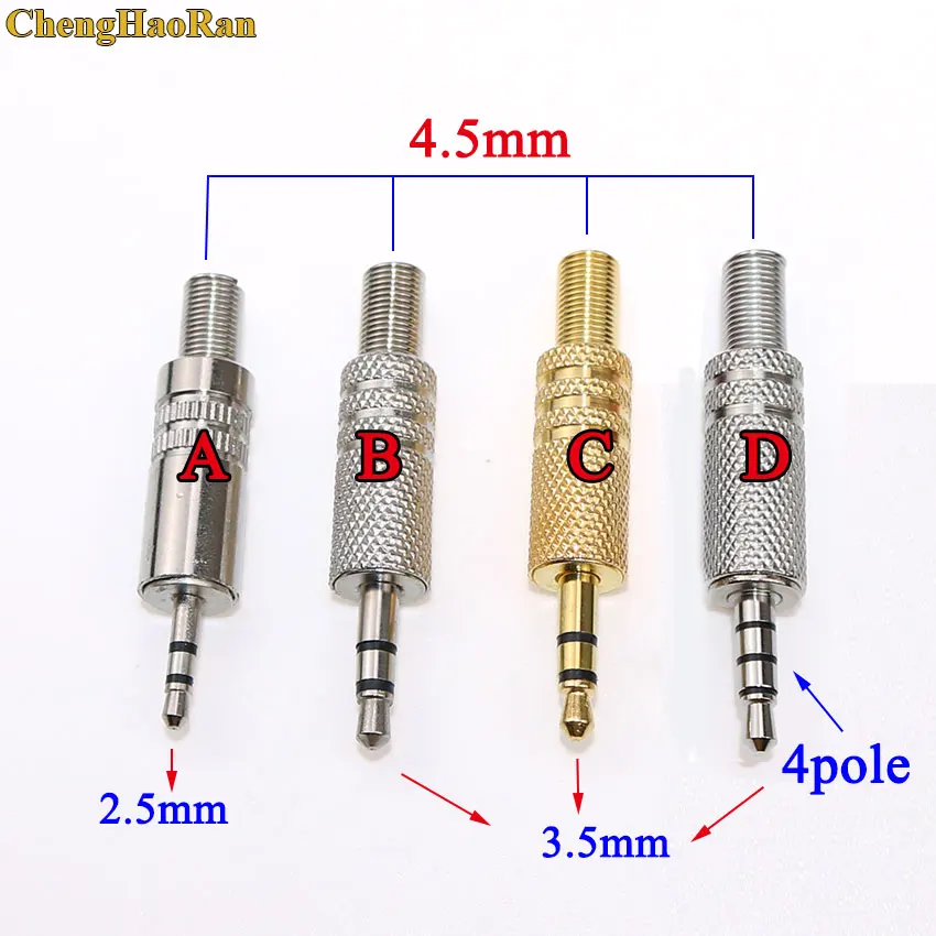 ChengHaoRan-conector de enchufe de Metal estéreo de 3,5mm y 3/4 polos, adaptador enchufe y Jack 3,5 con terminales de cable de soldadura, enchufe estéreo de 3,5mm - AliExpress Luces e iluminación