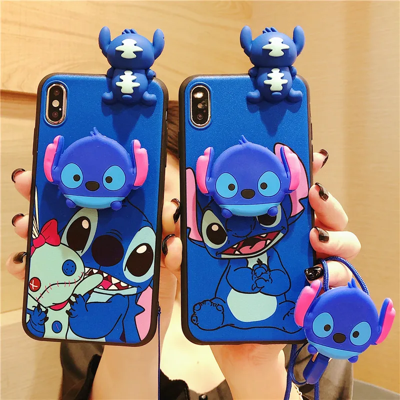 

Cases For Samsung Galaxy A10 A10S A20 A20S A30 A30S A40 A50 A50S A70 A70S M20 M30 Cartoon Stitch Phone Stand Wrist Strap Cover