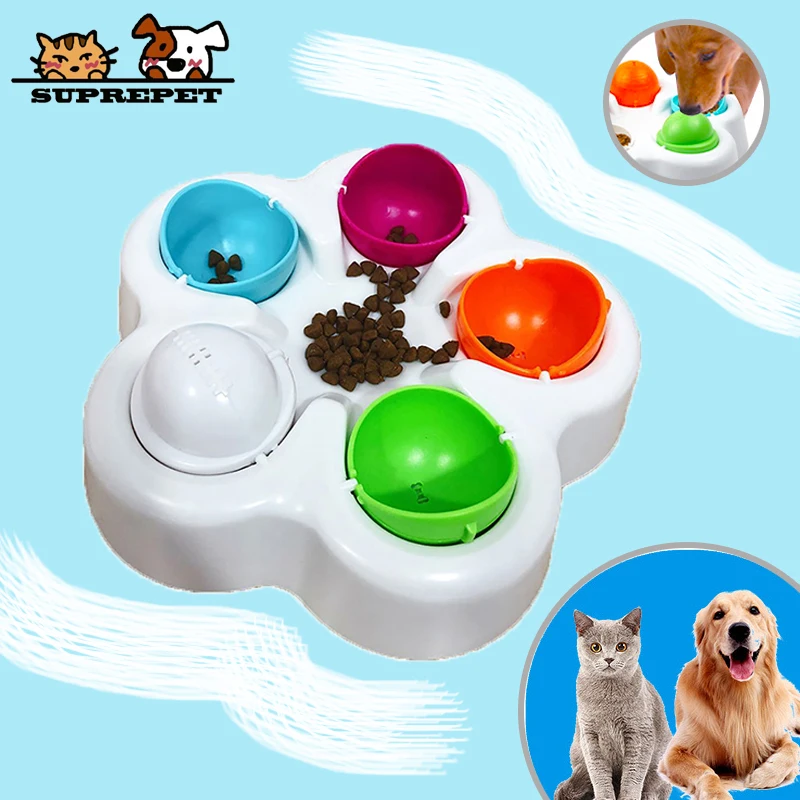 

SUPREPET Pets Toys for Dogs Fun Interactive Dog Toy Rotating IQ Trainning Dog Supplies Puppy Cat Bowl Leaking Ball Slow Food Toy