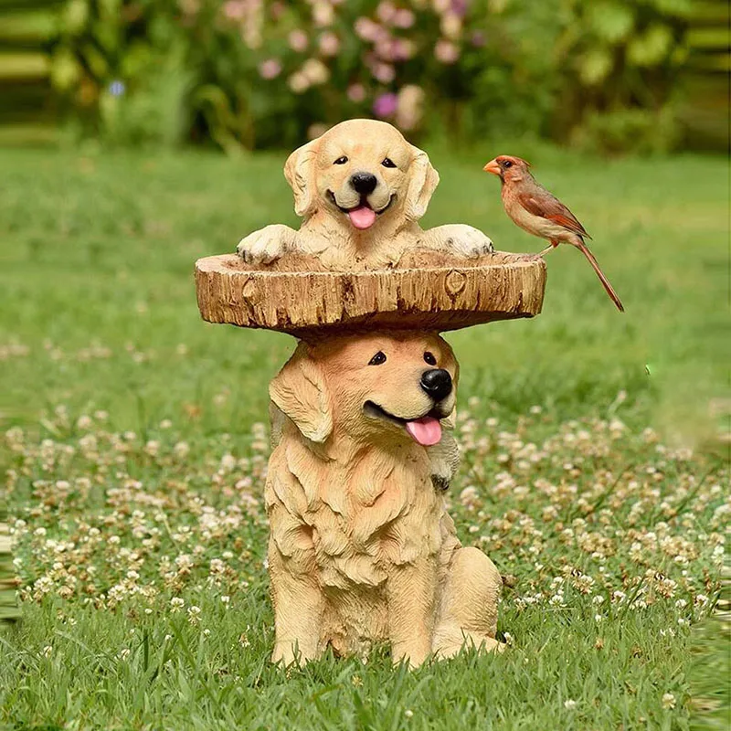 

Garden Accessories Garden Birds Bath Dog Birdfeeder Resin Landscape Cute Statue For Yard Garden Decorations Jardin