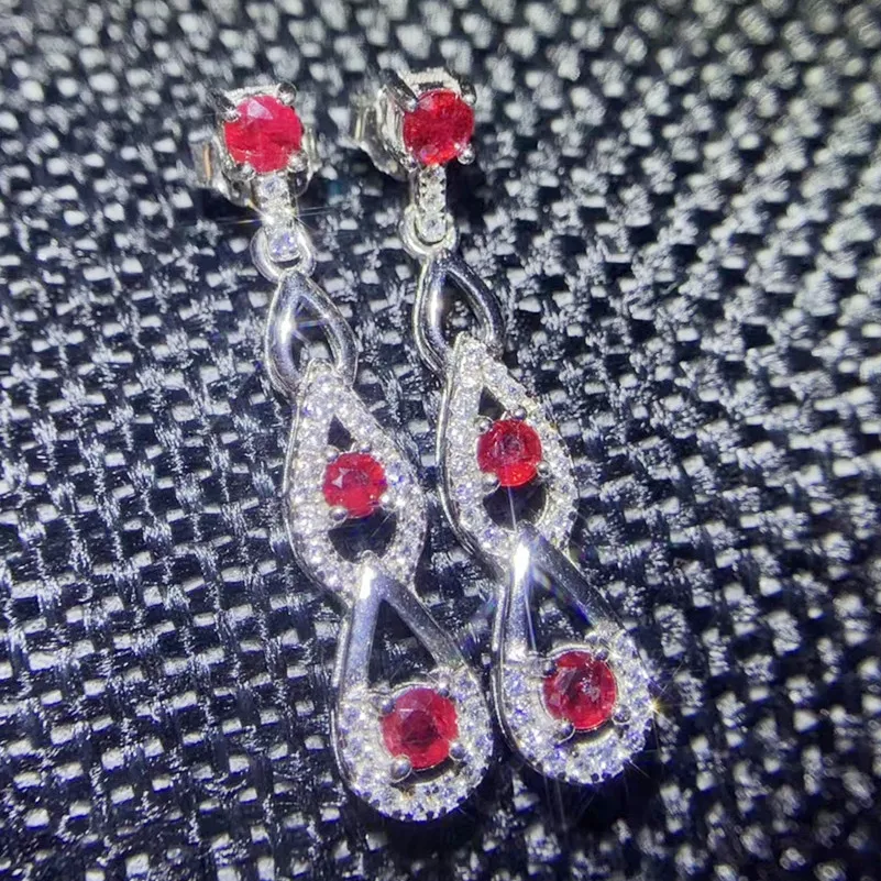 Серьги подвески с натуральным Рубином серебро 925 пробы карат * 6 шт.|stud earrings|gem stud