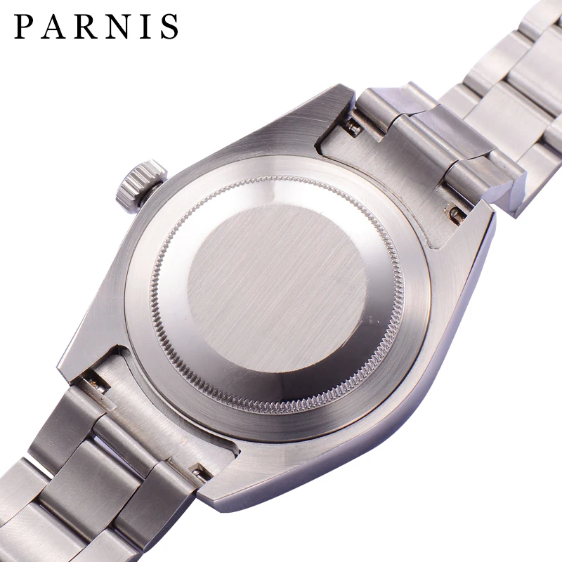 Модные мужские механические Автоматические часы Parnis 40 мм с сапфировым кристаллом, ремешок из нержавеющей стали, мужские часы с коробкой, подарок PA080