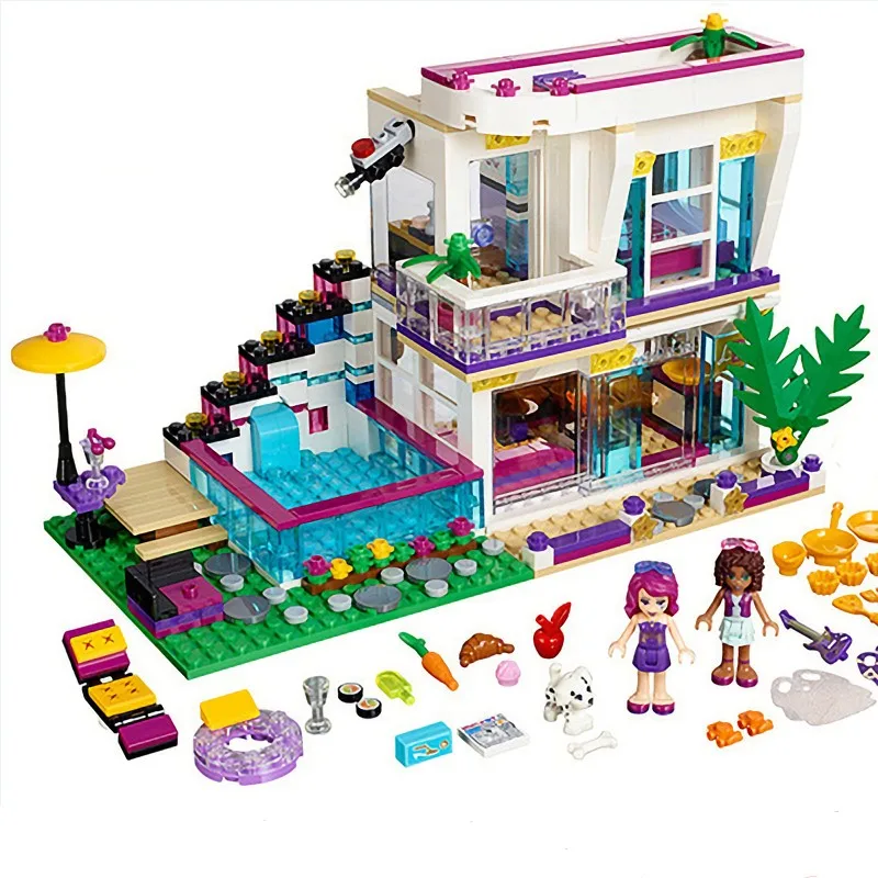 

760PCS Pop Star Livi's House Building Block Compatible Legoinglys Friends for Girls DIY Figures Bricks Toys for Children