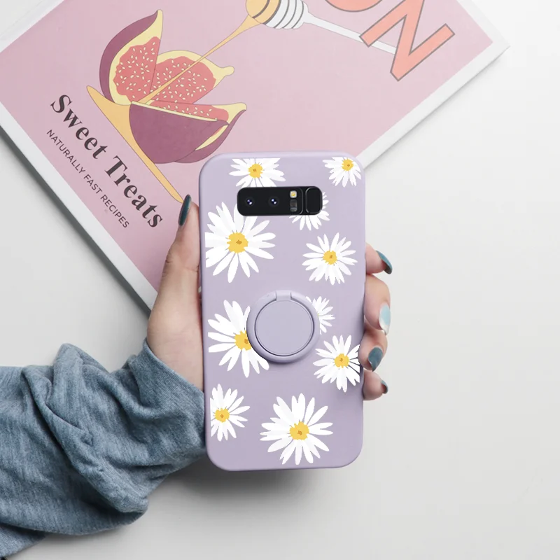 For Samsung Galaxy Note 10 9 8 Case Magnetic Ring Holder Fundas For Samsung GalaxyNote10 GalaxyNote9 GalaxyNote8 Flower TPU Etui kawaii samsung cases Cases For Samsung