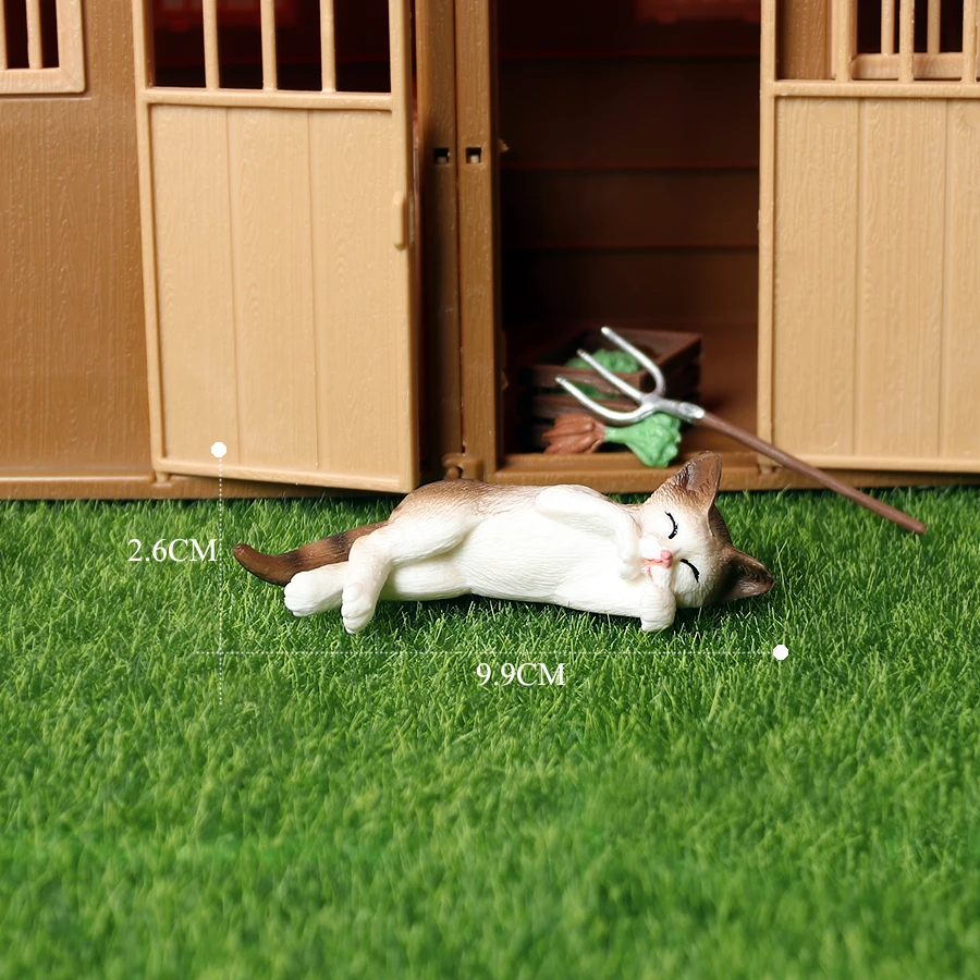 Hand-Painted Cat Figurines: Small Animal Statues for Indoor Decor and Children's Play