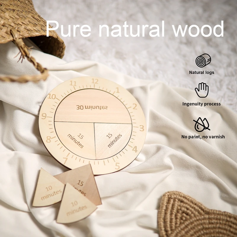 Baby Wooden Cognitive Clock Montessori Early Educational Matching Clock Toys Geometry Digital Puzzles Gadgets For Kids Gifts 3