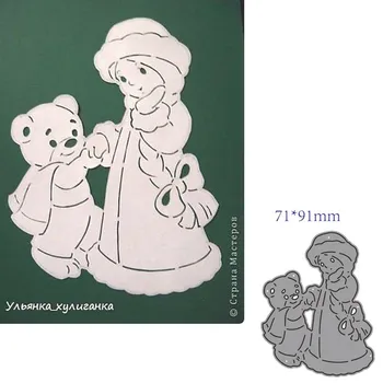 

metal cutting dies cut die mold Girl and bear decoration Scrapbook paper craft knife mould blade punch stencils dies