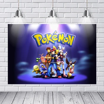 

Pikachu Cartoons Comics Photocall 7X5ft Vinyl Photography Backdrop Boy Girl Birthday Party Backgrounds for Photo Studio