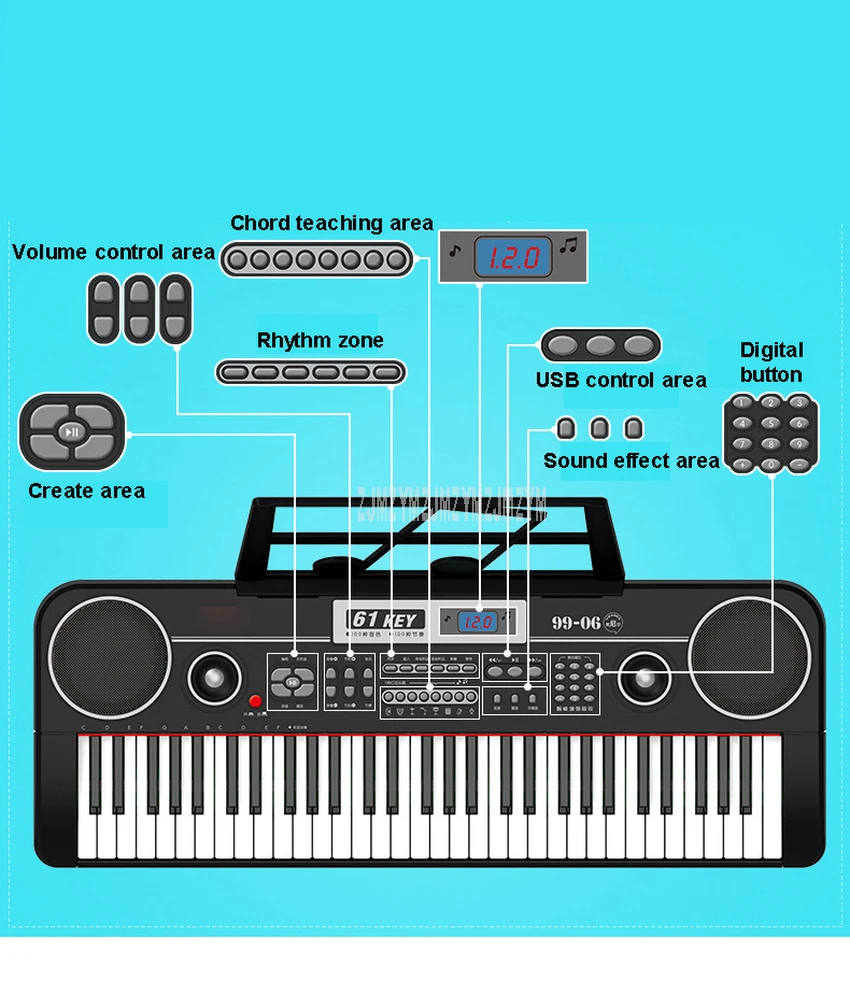 Дети 61 Ключ многофункциональная электрическая клавиатура пианино игрушка с микрофоном музыкальный инструмент развивающий, образовательный игрушка