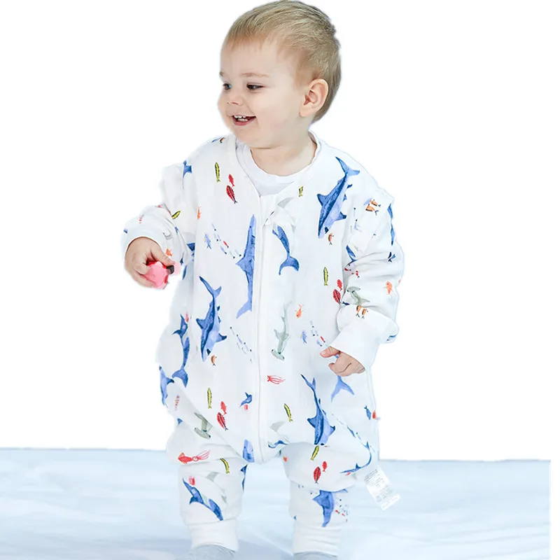 

Muslin Baby Sleeping Bag Carriage Sack For Kids Baby Cartoon Pattern Children Bed Play Split Leg Winter Sleepsacks Warm Bed Sets