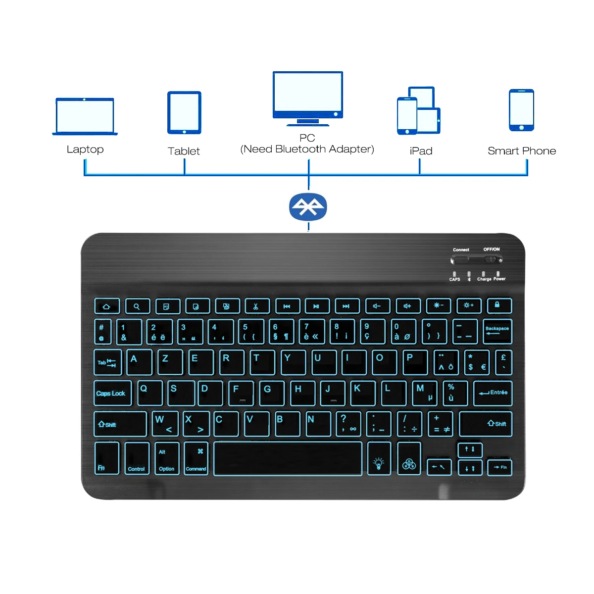 10 дюймов Bluetooth клавиатура с подсветкой 78 клавиш для Android/Windows/iOS/iPad Tablet английский/испанский/французский/итальянский/Пособия по немецкому языку макет - Цвет: bluetooth keyboard