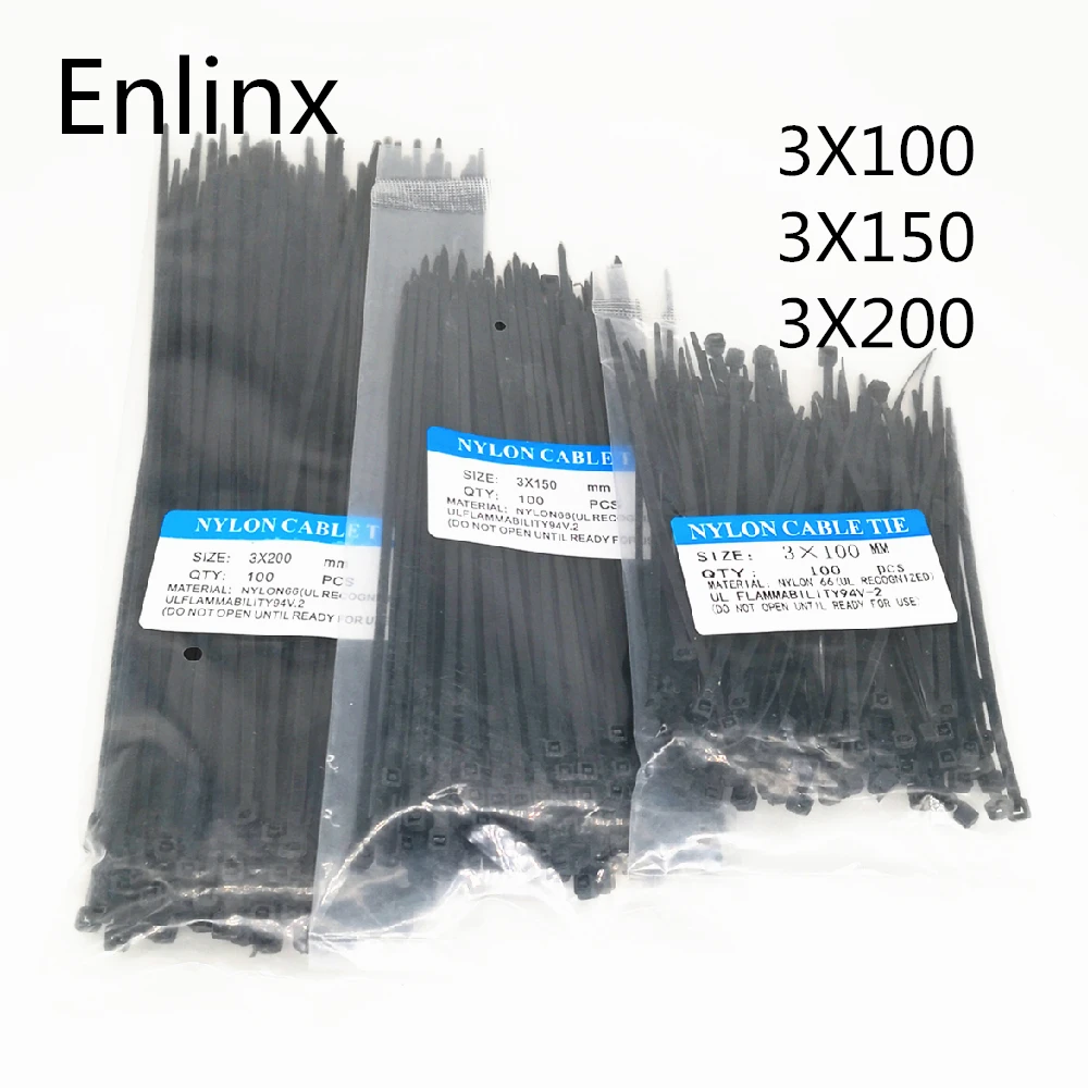 Black White Bule Red Yellow Green Self-Locking Plastic Nylon Wire Cable Zip Ties Black Cable Ties Fasten Loop 100Pcs