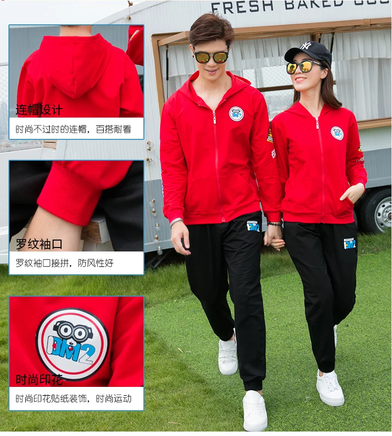 New Autumn Sport family matching clothes Trousers Cartoon Coat Mother Father Girl Boy Family cotton Jacket& Pants 2pcs/Sets