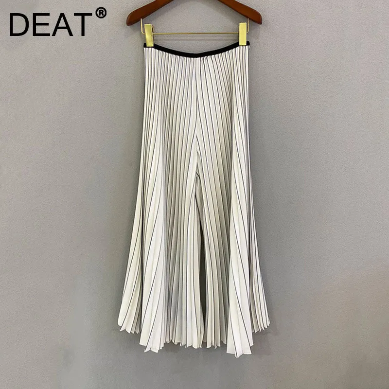 DEAT Woman Pleated Flare Pants Solid Elastic Waist Nine Length Drape Wild Loose Thin Casual Style 2022 New Summer 15XF924 | Женская