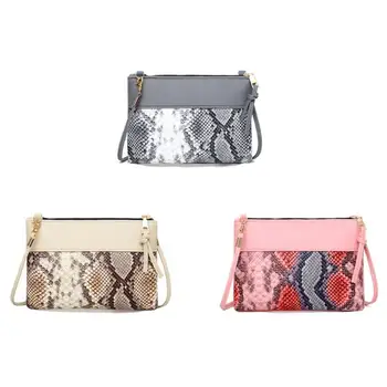 

Fashion Snake Print Crossbody Handbag Women Leather Splicing Shoulder Bag