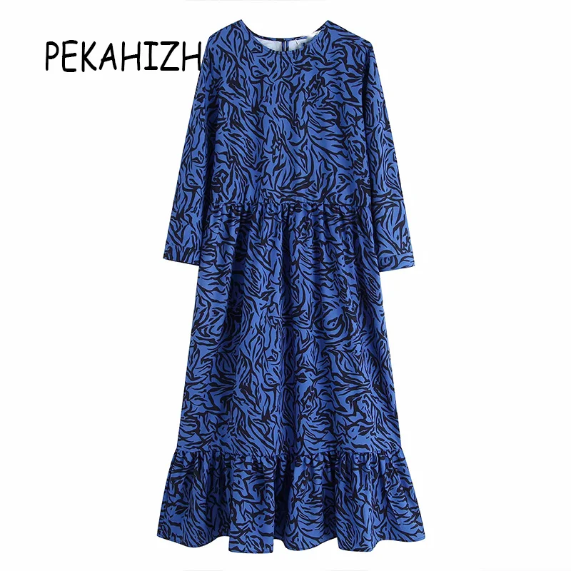 Женское винтажное платье макси в стиле бохо шифоновое вечернее темно-синего