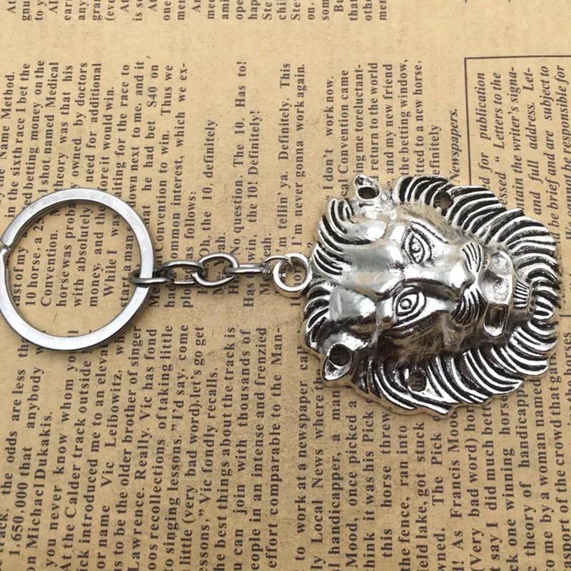

Pp New Alloy Large Lion Head Keychain Pendant Antique Silver Jewelry Accessories