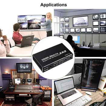 

2x2 Matrix Video HDMI Switcher Splitter 4k 60hz 1080p HDCP1.4 3D For DVD HDTV With Remote Control