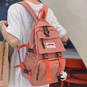 

Student Girl Buckle Backpack Waterproof Nylon Cute School Bag Laptop Ladies Fashion Backpack Women Book Bag Female Luxury