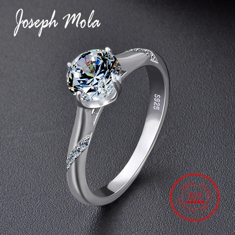 

Joseph Mola 925 Sterling Silver Rings 1CT Cubic Zirconia Crystal Prong Setting Ring For Women Engagemet Wedding Fine Jewelry
