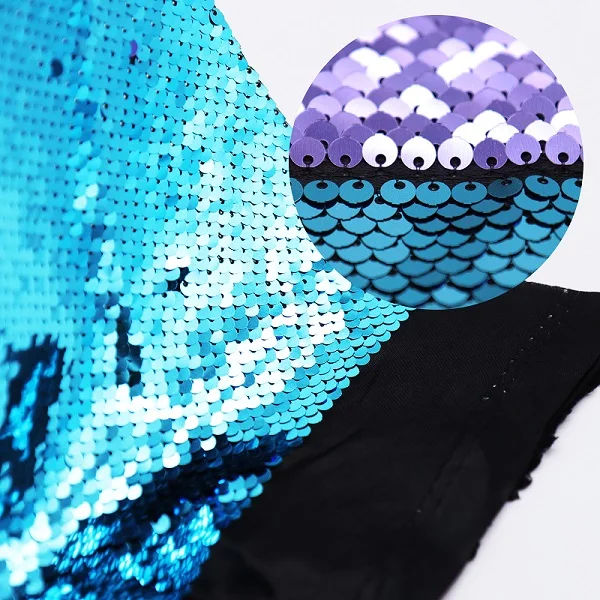 Blue Purple Высокое качество 130*50 см Реверсивный Русалка рыбья чешуя блесток ткань блестящие пайетки ткань для рукоделия пальто платье/Подушка/одежда - Цвет: Blue Purple