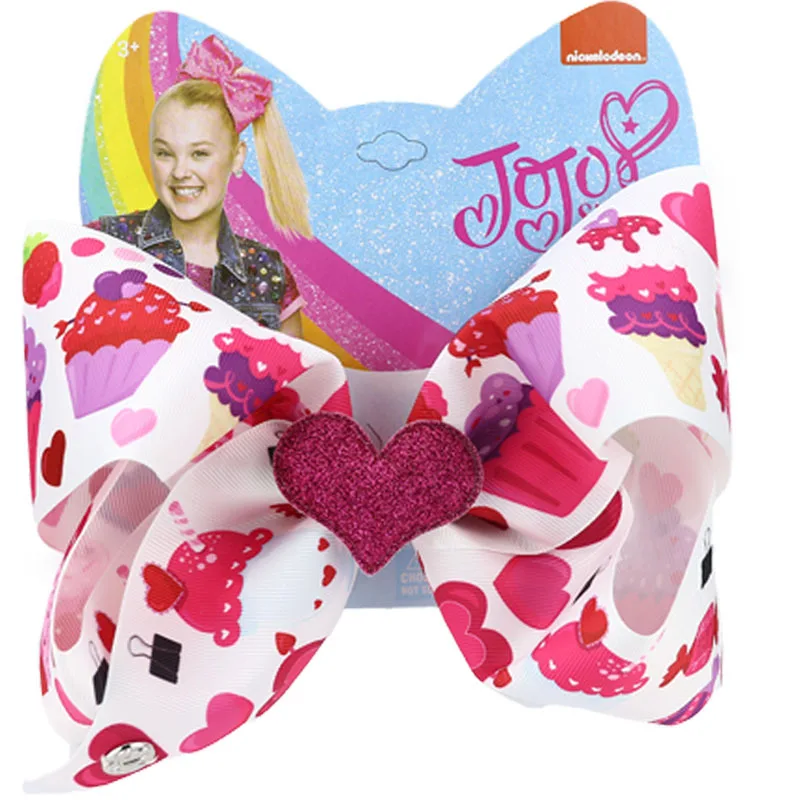 8 дюймов JoJo Siwa банты для волос для девочек с принтом ленты бант заколка для волос любовь сердце день Святого Валентина заколки для волос модные аксессуары для волос - Цвет: 5