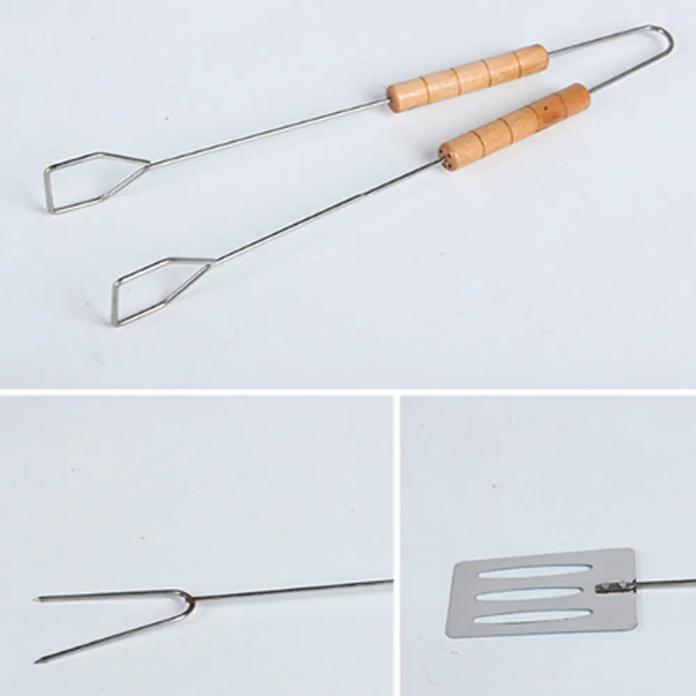Barbecue Accessories BBQ Tools Outdoors Camp Picnic Silver BBQ Kit Shovel Grill Brush Roast Fork Cooking