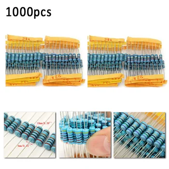 

1000pcs/set Fixed Resistor Replacement Electrical Film Assorted 1ohm-1M Ohm Kit