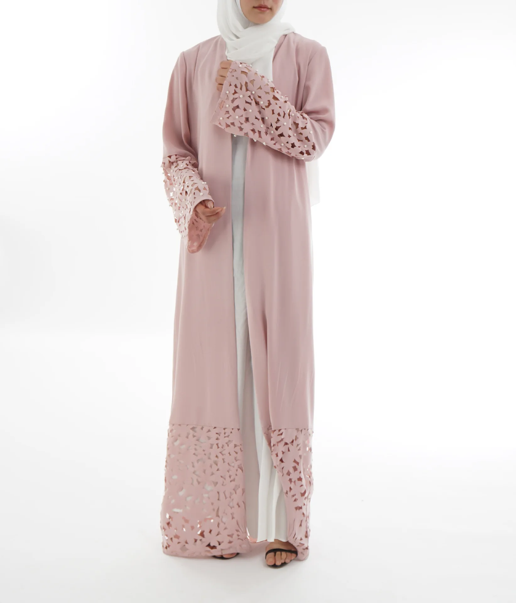 

KALENMOS Winter Clothes Muslim Maxi Dress Pearl Plus Size Abaya Long Robes Tunic Middle East Ramadan Arab Islamic Kaftan Burka