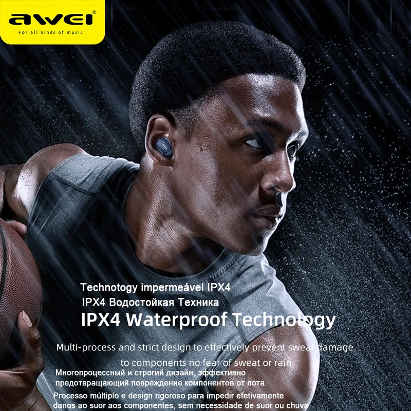 Bluetooth гарнитура Awei T6C T16 беспроводные TWS наушники 5 0 вкладыши для телефона