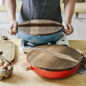 

Cast iron enamel frying pan multi functional stewing pot induction cooker non stick household porcelain enameled soup stewpot