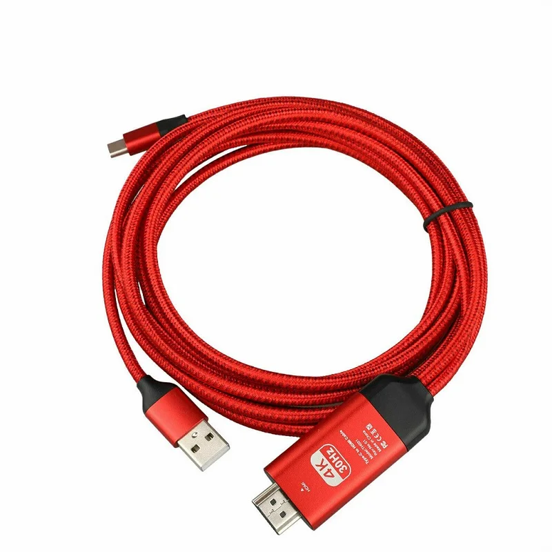 Красный Кабель-адаптер type-C к HDMI HDTV подходит к Samsung Note10/Note10+ 5G type-C USB-C к HDMI HDTV 4K Кабель-адаптер 40AUG13 - Цвет: Красный