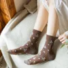 Korean Fashion News 2022 Floral Print Women's Socks Harajuku Vintage Streetwear Crew Socks Japanese Kawaii Cute Cotton Long Sock ► Photo 2/6