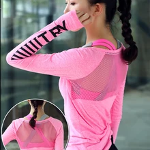 Women's Fitness Breathable Sportswear Shirt Yoga Tops Quick-drying Running Shirts Fitness Wear Sweat Tops gym exercise shirt