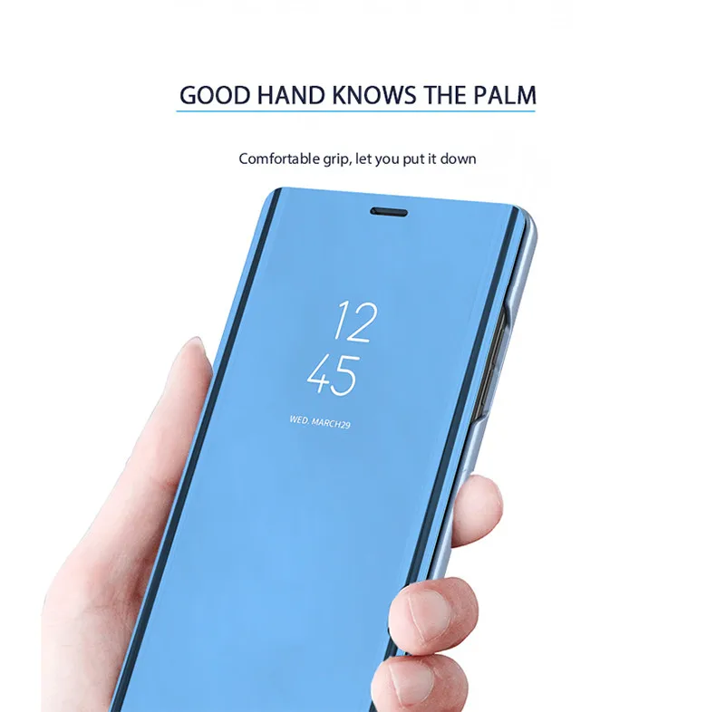 Зеркальный флип чехол для Huawei P20 P30 Lite Mate 20 Lite Pro, Y7 Y9 Роскошный смарт-чехол