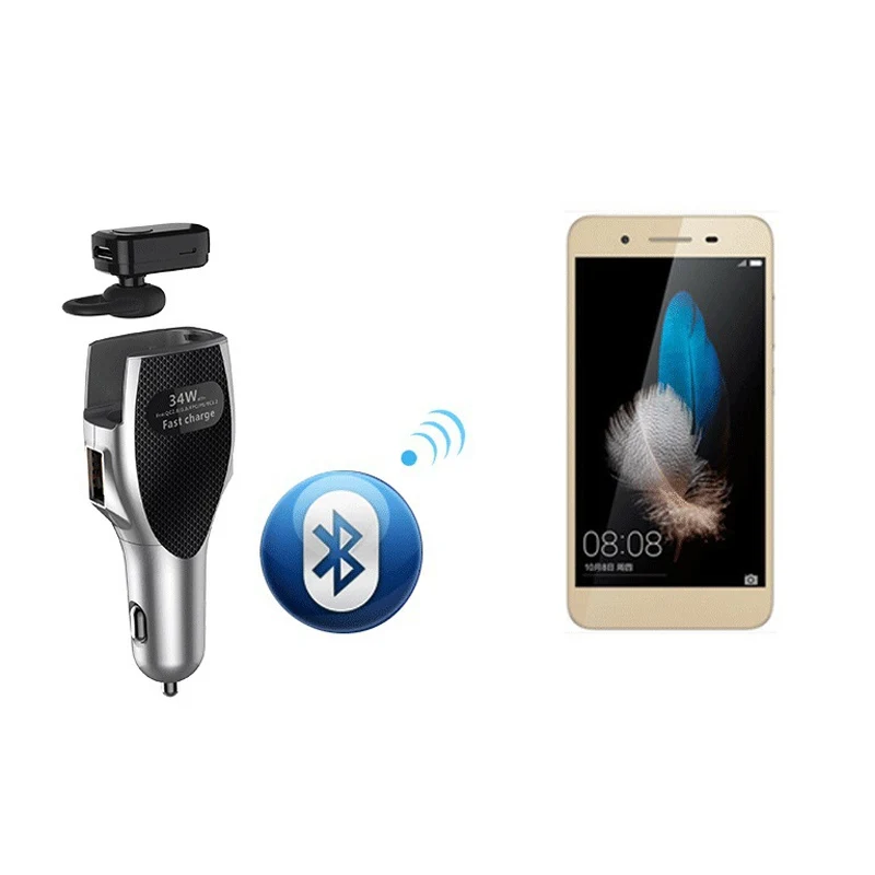 Новинка 2 в 1 Автомобильное зарядное устройство Quick Charge 3 0 Dual USB с Bluetooth 4