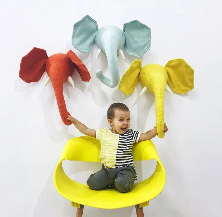 3D голова животного настенное крепление мягкие игрушки для детей Детская комната настенные подвесные украшения на день рождения Рождественский подарок детские наклейки