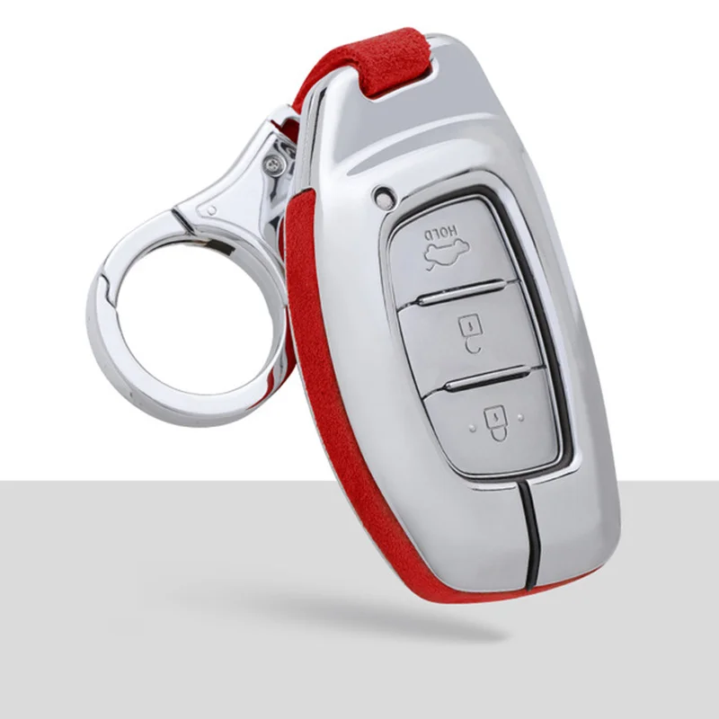 A-red keychain1 Мех цинковый брелок для автомобильных ключей, чехол для ключей чехол для hyundai i10 i20 i30 HB20 IX25 IX35 IX45 HB20 Tucson Elantra Santa Fe - Название цвета: A-red keychain1