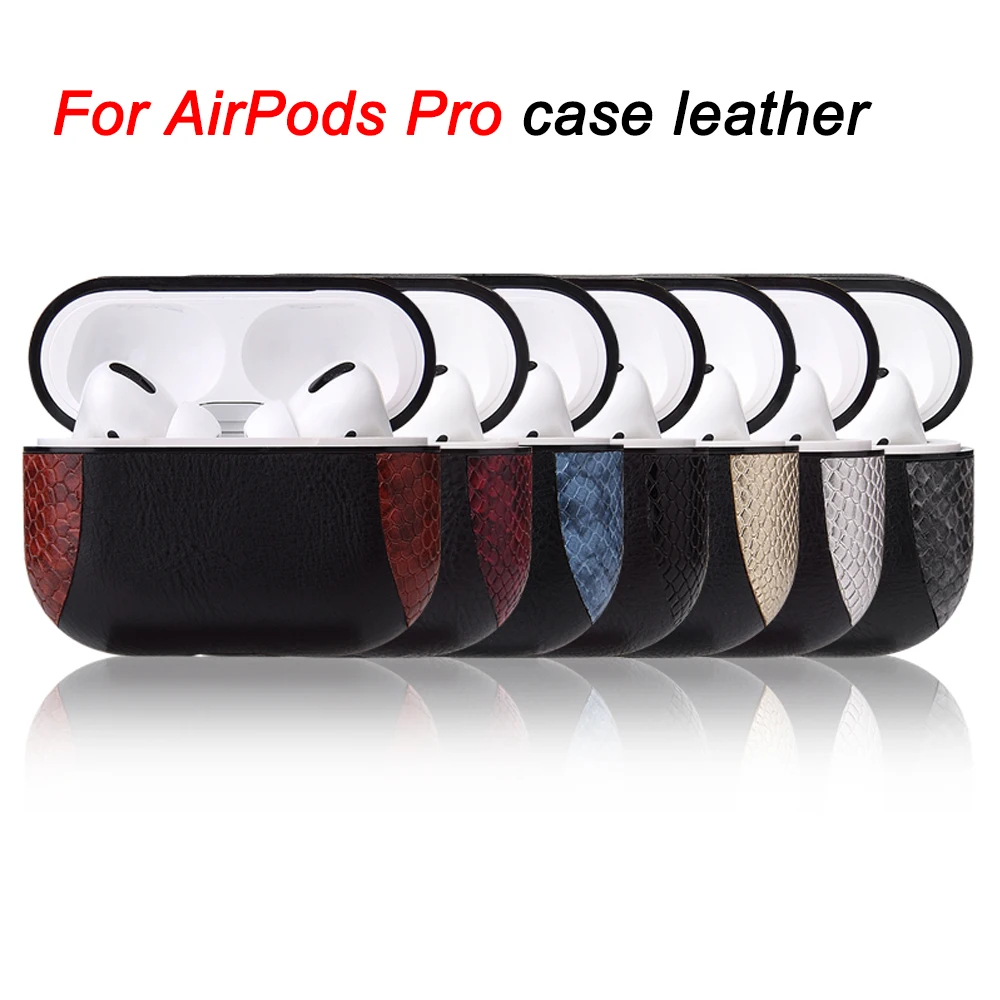 Для Airpods Pro кожаный чехол Змеиный узор Crazy Horse Стиль наушники защитный для Air pods