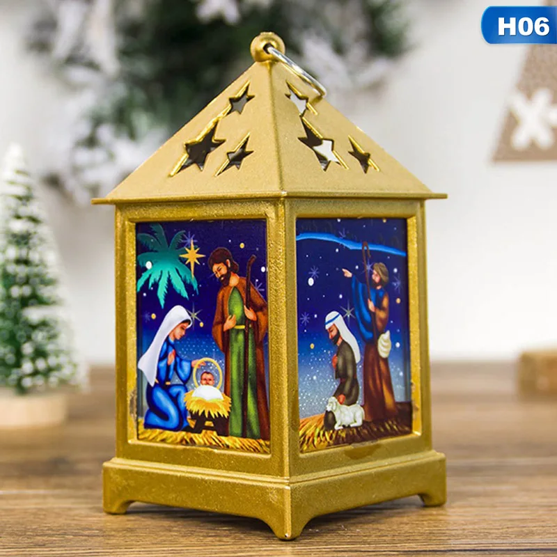 LED Lights Christmas Creative Portable Christmas Small Wind Painted Religious Christmas Lights Hanging Ornaments Party