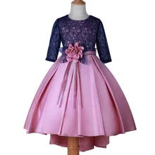 Новинка года; вечернее платье для девочек; кружевное платье принцессы с полым рукавом и шлейфом; элегантное платье для подиума для маленьких детей; сезон весна-лето