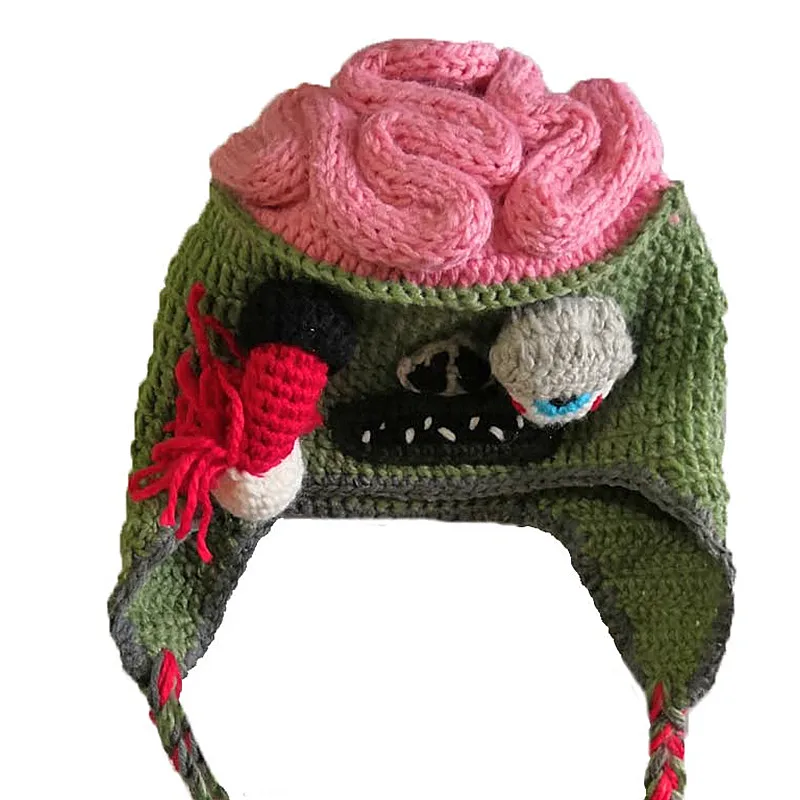 Knitted Hat Zombie Eyes Beanies Party Halloween Costume Accessory Gift S for children 48-50cm L for adult 53-61cm