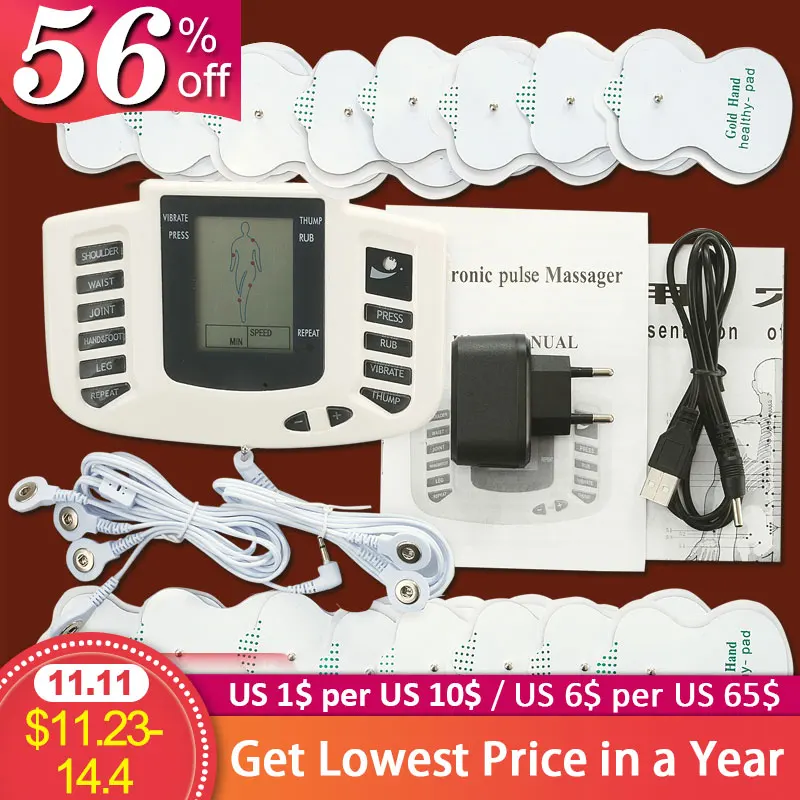 Cheap Tens ems massager electro stimulation muscle stimulator electrostimulator fisioterapia physiotherapy machine 16 pads