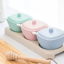 Звезда оранжевый японский стиль три сетки приправа коробка экологически чистая соломенная приправа коробка кухонный шт набор кухонный графинчик H