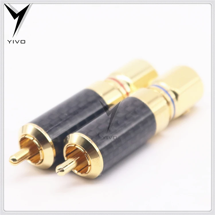 Штекеры XSSH Audio yivo 4 шт. HiFi RCA разъемы корпус из углеродного волокна позолоченные 24 К