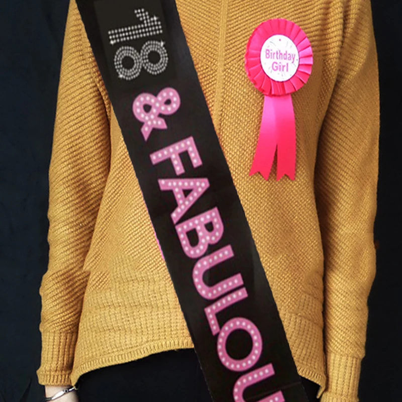 

1Pcs Gold 18 21 30 Happy Birthday Party Decorations Adult Shoulder Straps Etiquette Belt Bachelorette Party Decor Party Supplies