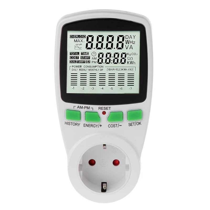 

LCD Digital Voltage Meter Wattmeter Power Meter Electric Consumption Analyzer Socket EU Plug