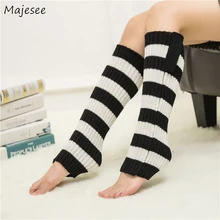 Гетры Для женщин, осенне-зимние, вязаные, теплые простые милые носки в полоску для Повседневное мягкие высокое качество дышащая Для женщин s шикарный